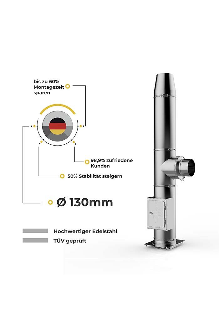 Ø 130mm Doppelwandige Bausatz mit Twist-Lock System 2,2m bis 12,2m Edelstahlkamin/Edelstahlschornstein