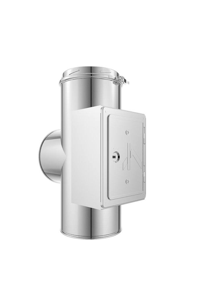 Edelstahlschornstein Feuerungsanschluss mit Prüföffnung
