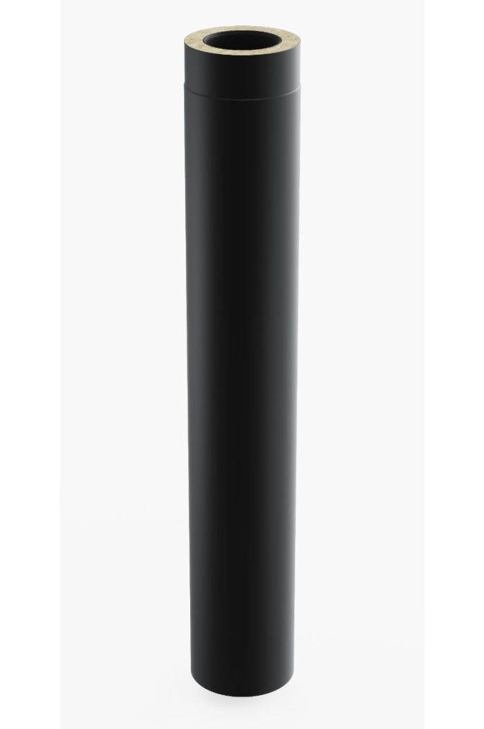 Schornstein-es Längenelement 1m Ø130 Schwarz Matt 