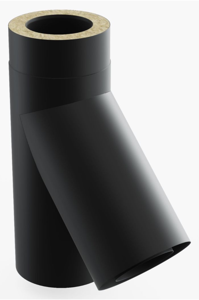 Schornstein-es - T-Stück 45° Ø100mm Schwarz Matt 