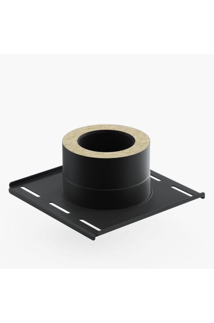Schornstein-es Verankerungsplatte mit Kondensatablauf Ø100mm Schwarz Matt 