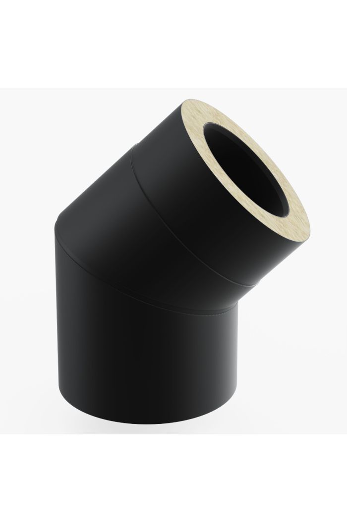 Schornstein-es Versatzbogen 45° Ø100mm Schwarz Matt 