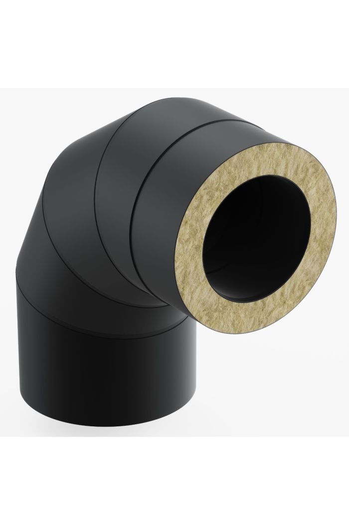 Schornstein-es Versatzbogen 90° Ø 100mm Schwarz Matt 